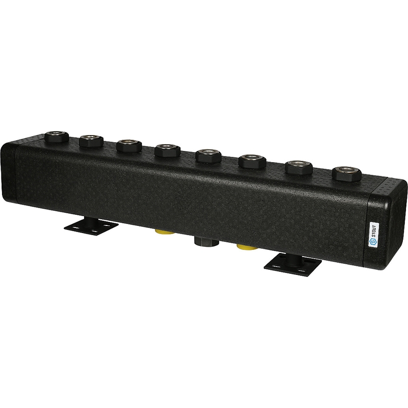 SDG-0016-005004 STOUT Стальной распределительный коллектор 4 отопительных контура. В теплоизоляции DN 32