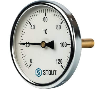 Фото sim-0001-107515 stout термометр биметаллический с погружной гильзой. корпус dn 100 мм, гильза 75 мм 1/2", 0...120°с SIM-0001-107515 STOUT Термометр биметаллический с погружной гильзой. Корпус Dn 100 мм, гильза 75 мм 1/2", 0...120°С