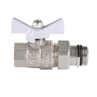 Фото кран шаровой base с полусгоном 3/4" вн.-нар. с доп. упл. (белая рукоятка) Кран шаровой BASE с полусгоном 3/4" вн.-нар. с доп. упл. (белая рукоятка)