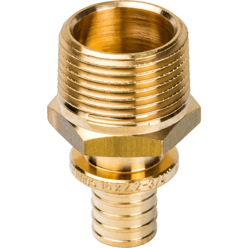 Фото sfa-0001-001634 stout переходник с наружной резьбой 16xr 3/4" для труб из сшитого полиэтилена аксиальный SFA-0001-001634 STOUT Переходник с наружной резьбой 16xR 3/4" для труб из сшитого полиэтилена аксиальный