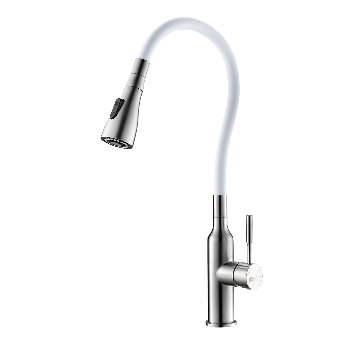 Фото смеситель lemark expert lm5082s-white для кухни с гибким изливом Смеситель Lemark Expert LM5082S-White для кухни с гибким изливом
