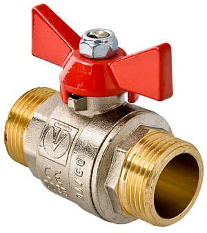 Фото кран шаровой base, рукоятка бабочка 3/4" нар.-нар. Кран шаровой BASE, рукоятка бабочка 3/4" нар.-нар.