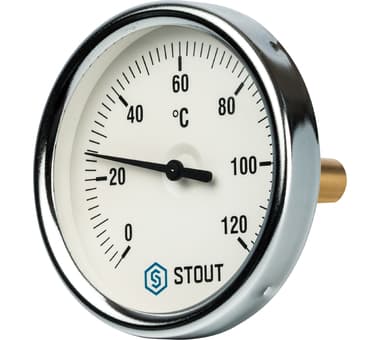 Фото sim-0001-805015 stout термометр биметаллический с погружной гильзой. корпус dn 80 мм, гильза 50 мм 1/2", 0...120°с SIM-0001-805015 STOUT Термометр биметаллический с погружной гильзой. Корпус Dn 80 мм, гильза 50 мм 1/2", 0...120°С