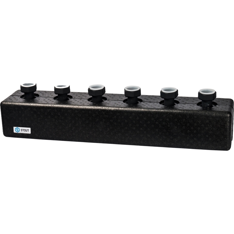SDG-0016-004003 STOUT Стальной распределительный коллектор 3 отопительных контура. В теплоизоляции DN 25
