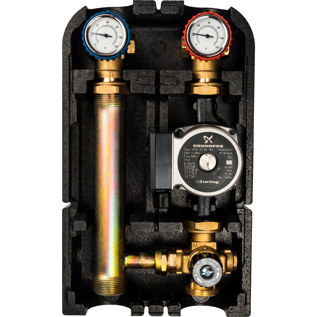 SDG-0002-002502 STOUT Насосная группа с термостатическим смесительным клапаном 1"с насосом Grundfos UPSO 25-65