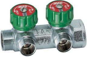 Фото коллектор проходной регулирующий far 3/4"x1/2" - 2 выхода Коллектор проходной регулирующий FAR 3/4"x1/2" - 2 выхода