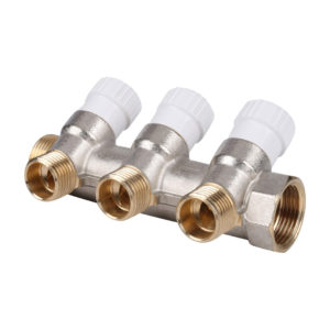 SMB 6852 341203 STOUT Коллектор распределительный 3/4", 3 отвода 1/2" плоское уплотнение