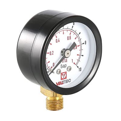 Фото манометр vt.tm40 dy 40 с нижним подключением 1/8", 0-10 бар (для подпиточного клапана) Манометр VT.TM40 Dy 40 с нижним подключением 1/8", 0-10 бар (для подпиточного клапана)