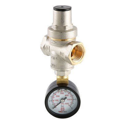 Фото редуктор давления поршневой с манометром от 0,5 до 5,5 бар 1/2" valtec vt.088.n.0455 Редуктор давления поршневой с манометром от 0,5 до 5,5 бар 1/2" VALTEC VT.088.N.0455