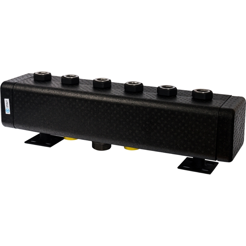 SDG-0016-005003 STOUT Стальной распределительный коллектор 3 отопительных контура. В теплоизоляции DN 32 SDG-0016-005003 STOUT Стальной распределительный коллектор 3 отопительных контура. В теплоизоляции DN 32