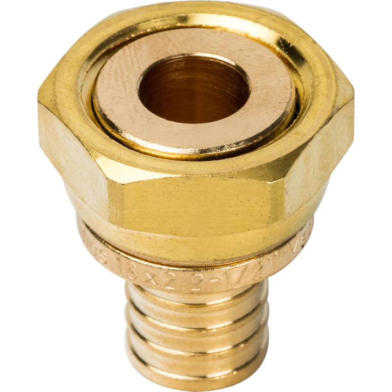 Фото sfa-0019-001612 stout переходник с накидной гайкой 16xg 1/2" для труб из сшитого полиэтилена аксиальный SFA-0019-001612 STOUT Переходник с накидной гайкой 16xG 1/2" для труб из сшитого полиэтилена аксиальный