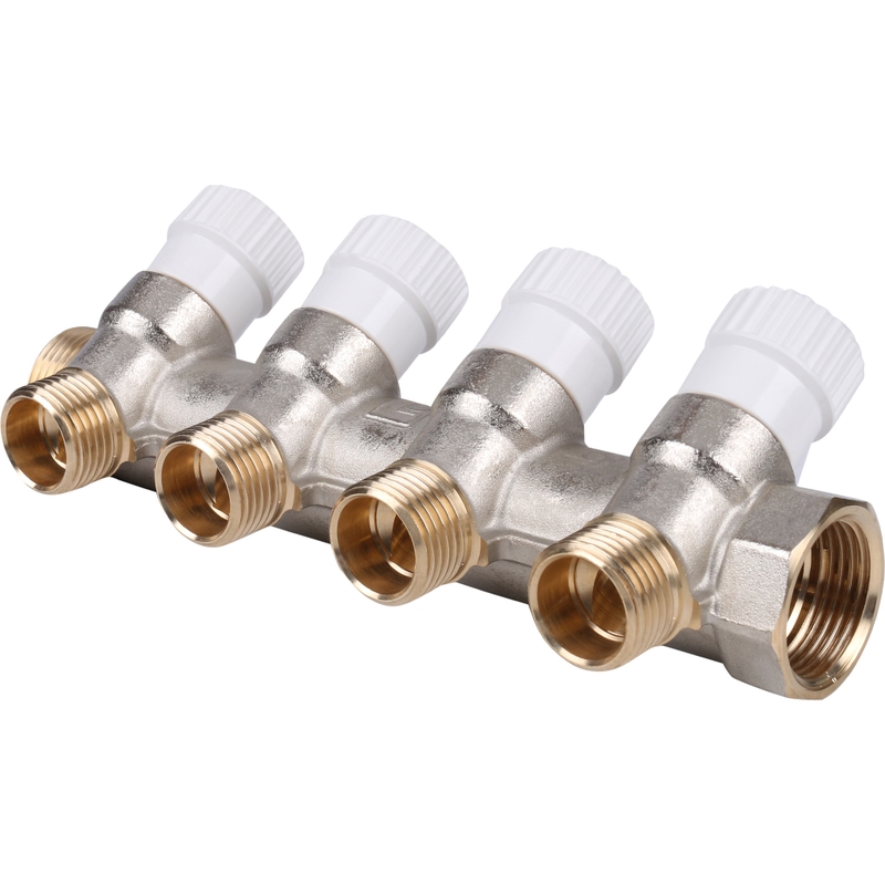 Фото smb 6851 341204 stout коллектор распределительный 3/4", 4 отвода 1/2" SMB 6851 341204 STOUT Коллектор распределительный 3/4", 4 отвода 1/2"
