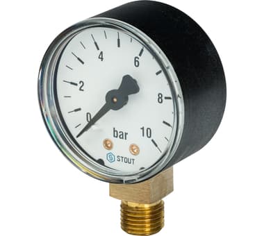 Фото sim-0010-501008 stout манометр радиальный. корпус dn 50 мм 1/4", 0...10 бар, кл.2.5 SIM-0010-501008 STOUT Манометр радиальный. Корпус Dn 50 мм 1/4", 0...10 бар, кл.2.5