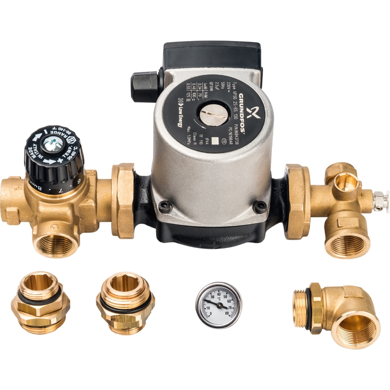 SDG-0020-001002 STOUT Насосно-смесительный узел с термостатическим клапаном; Grundfos UPSO 25-65 130