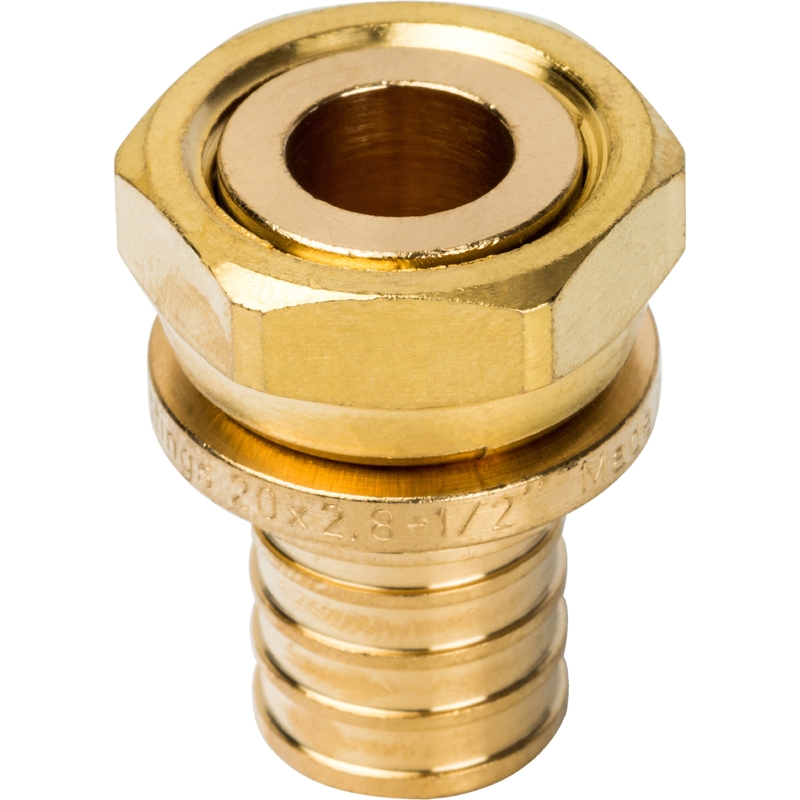 Фото sfa-0019-002012 stout переходник с накидной гайкой 20xg 1/2" для труб из сшитого полиэтилена аксиальный SFA-0019-002012 STOUT Переходник с накидной гайкой 20xG 1/2" для труб из сшитого полиэтилена аксиальный