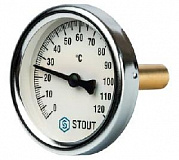 SIM-0001-637515 STOUT Термометр биметаллический с погружной гильзой. Корпус Dn 63 мм, гильза 75 мм 1/2", 0...120°С