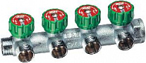 Фото коллектор проходной регулирующий far 3/4"x1/2" - 4 выхода Коллектор проходной регулирующий FAR 3/4"x1/2" - 4 выхода