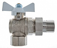 Фото кран шаровой base угловой с полусгоном 1/2" вн.-нар. белая рукоятка Кран шаровой BASE угловой с полусгоном 1/2" вн.-нар. белая рукоятка